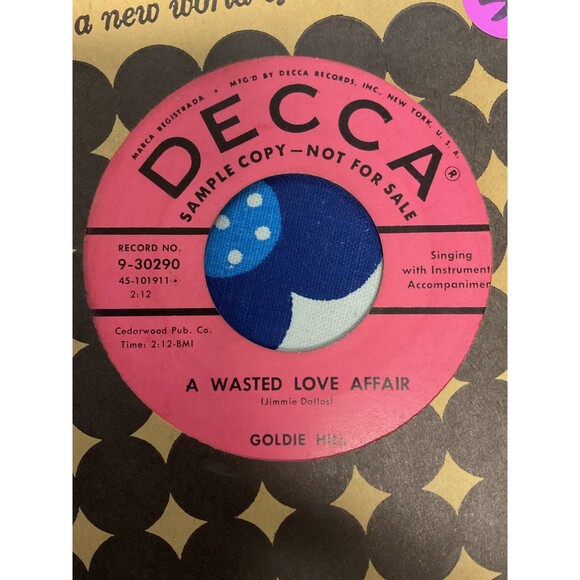 Other - Goldie Hill - 45 rpm, Cleanin' House / A Wasted Love Affair Promo B4